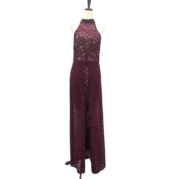 NEW Venus Womens Small Dress High Low Lace Floral Wine Formal Party - Picture 1 of 12